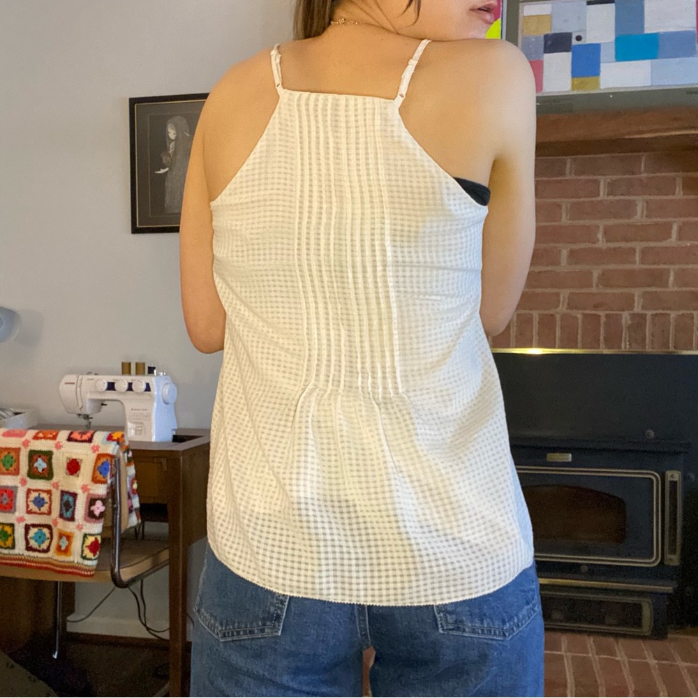 Sanctuary Pleated Front Sweetheart Neckline Flowy Gingham Cami Anthropol… - Picture 3 of 13